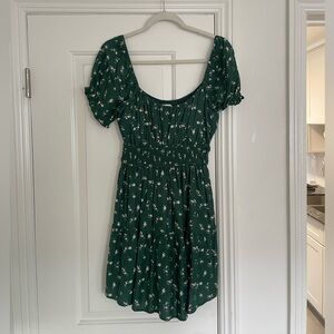 Hollister Dark Green Floral Midi Dress
